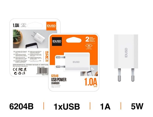 Idusd 6204B Adaptador USB Casa 1A