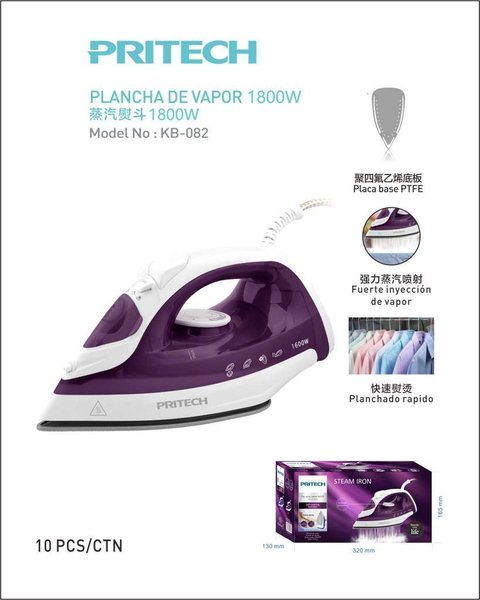 Pritech Kb-082 Plancha Ropa De Vapor 1400-1800W
