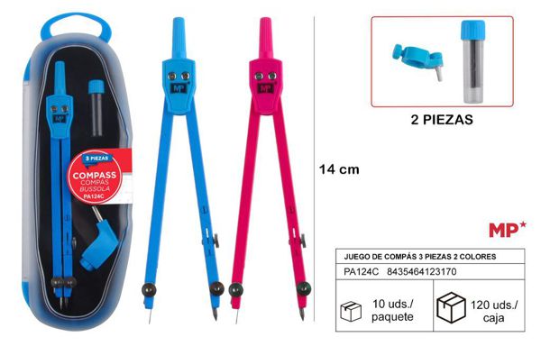 Mp Pa124C Juego De Compas 3 Piezas De Colores