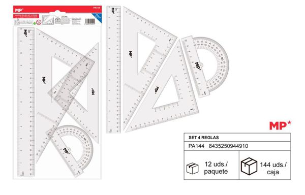 Mp Pa144 Set De Reglas Dibujo 4 Piezas Mediano