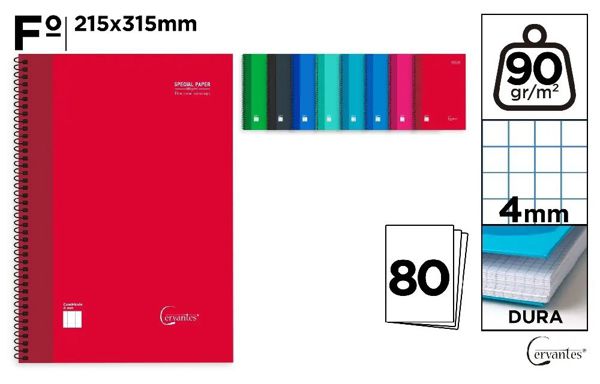 MP PB001 CUADERNO ESPIRAL Fo 80 HOJAS 90 g/m2 4X4
