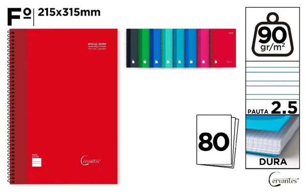 MP PB002 CUADERNO ESPIRAL Fo 80 HOJAS 90 g/m2 PAU
