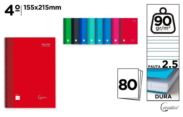 MP PB007 CUADERNO ESPIRAL 4o 80 HOJAS 90 g/m2 PAU