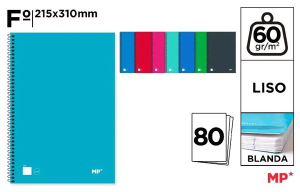 MP PB014 CUADERNO ESPIRAL Fo 80 HOJAS 60 g/m2 LIS