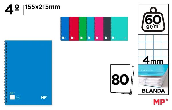 MP PB021 CUADERNO ESPIRAL 4o 80 HOJAS 60 g/m2