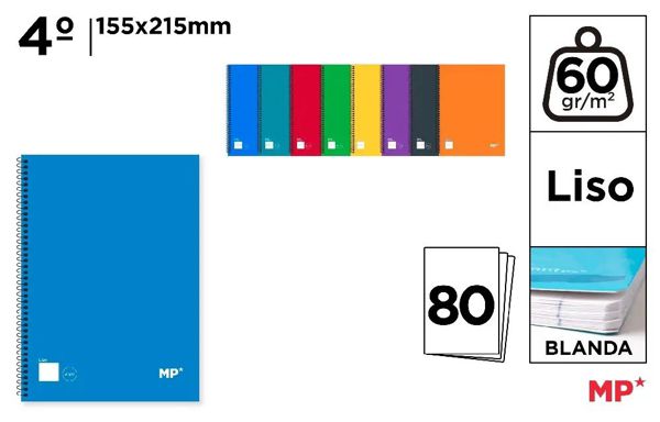 MP PB024 CUADERNO ESPIRAL 4o 80 HOJAS 60 g/m2 LIS