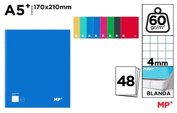 MP PB091 CUADERNO GRAPADO A5+ 48 HOJAS 60 g/m2