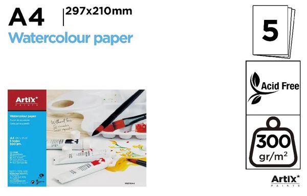 Mp Pb316A4 Papel De Acuarela A4 Sin Recuadro 5 Hoja