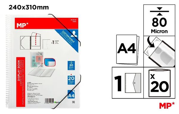 Mp Pc513F Carpeta 20 Fundas A4 Con Espiral Y Goma.