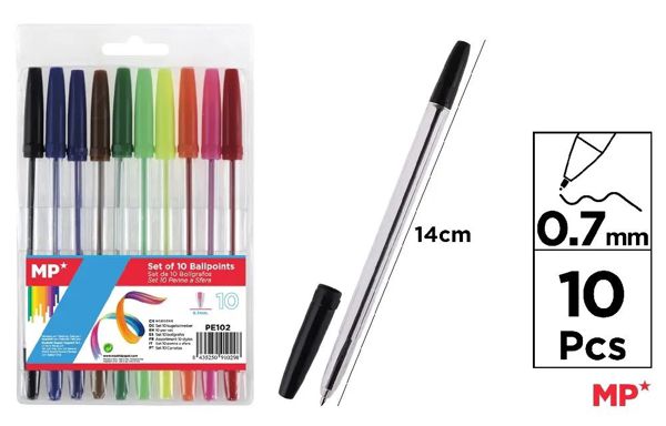 Mp Pe102 Set De 10 Boligrafos De Colores,