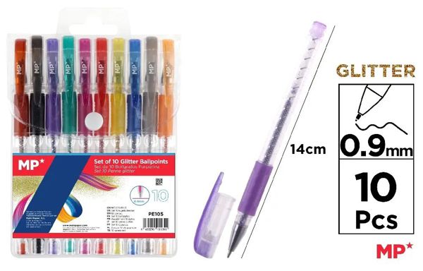 Mp Pe105 Set De 10 Boligrafos Purpurina,