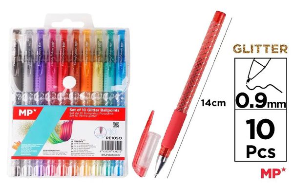 Mp Pe105O Blister 10 Boligrafos Purpurina Opaca,