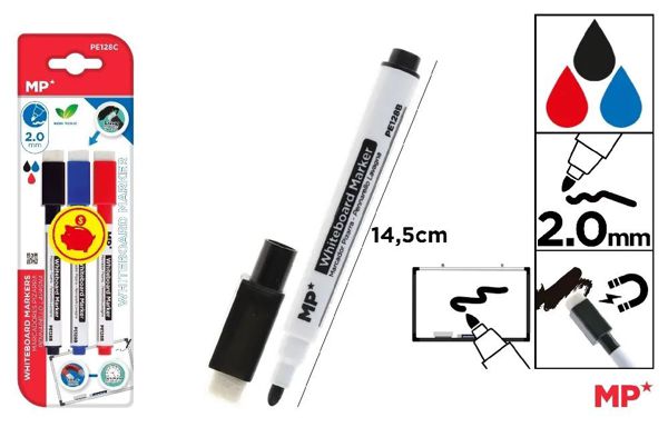 Mp Pe128C Marcador De Pizarra Borrador 3 Colores