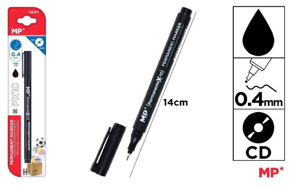 Mp Pe411 Marcador Cd Punta Fina Negro