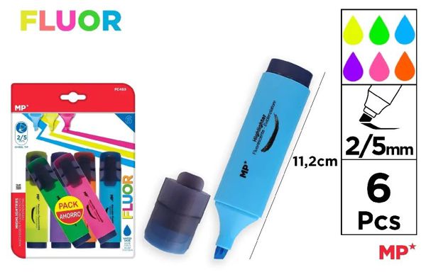 Mp Pe489 Marcador Fluorescente 6 Und Pack