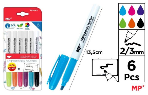 Mp Pe494-6 Marcador De Pizarra 6U Colores Variados