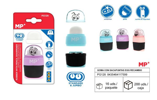 Mp Pg128 Goma Con Sacapuntas Egg Recambio Gratis