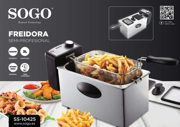 Sogo Ss-10425 Freidora Acero Inox 3Lc