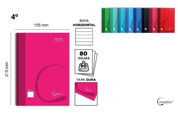 MP PB008 CUADERNO ESPIRAL 4o 80 HOJAS 90 g/m2 HOR