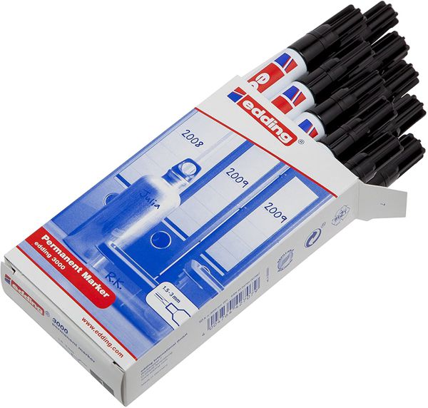 Marcador Permanente Edding 3000, (01) Negro