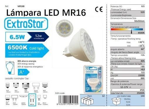 Extrastar Amr16B Bombilla LED 6500K Luz Dia