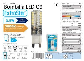 Extrastar 594247 Bombilla LED G9 220V 2.4W 360' Luz Calidad