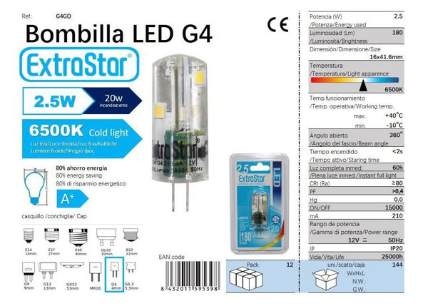 Extrastar Ag4Gd Bombilla LED 2.4W 360' Silicona Luz Dia
