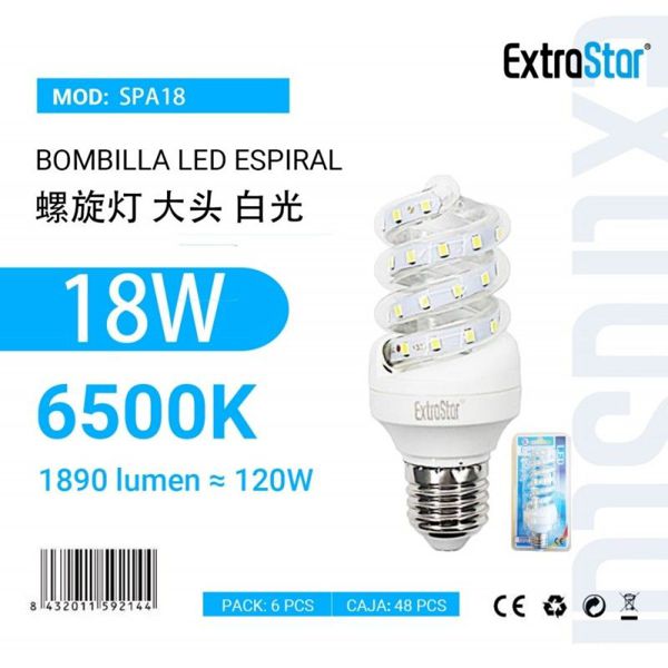 Extrastar Aspa18 Bombilla LED Espilar E27/16W 6500