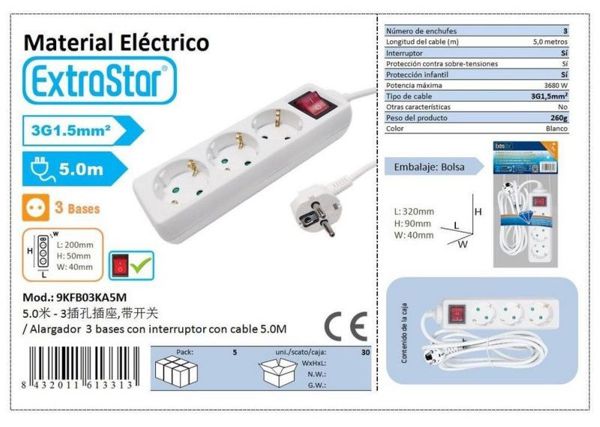 Extrastar 9Kfb03Ka5M Alargador 3 Base 5Mts