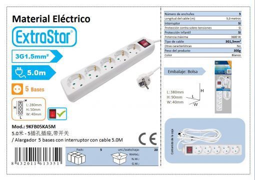 Extrastar 9Kfb05Ka5M Alargador 5 Base 5 Mts