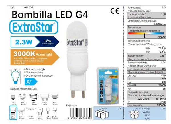 Extrastar 616239 Ag92Ww Bombilla LED 2W Luz Calidad