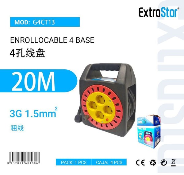 Extrastar 9G4Ct13 Enrollacable 4 Base 3G 1.5Mm2 20 Mts