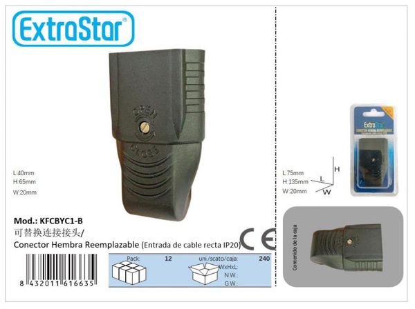 Extrastar 6Kfcbyc1B Base Enchufe Plano 10A/250