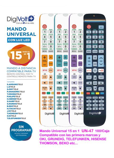 Dgv Un-47 Mando TV Universal Especial Con LED