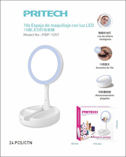 10X Espejo De Maquillaje Con Luz LED