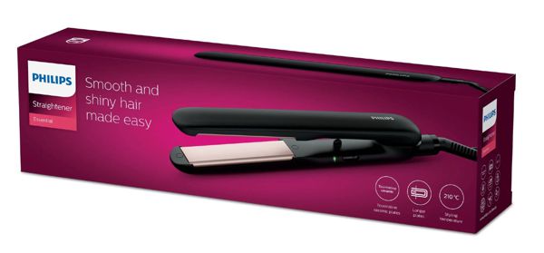 STRAIGHTCARE PLANCHA DE PELO CON PLACAS CERáMICAS LARGAS HP8321/20 - MOLDEADOR DE PELO (PLANCHA DE PELO, CALIENTE, 210 °C, 60 S, NEGRO, CERáMICO)