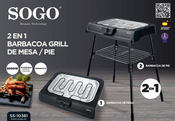 Sogo 2 En 1 Barbacoa Grill De Mesa / Pie