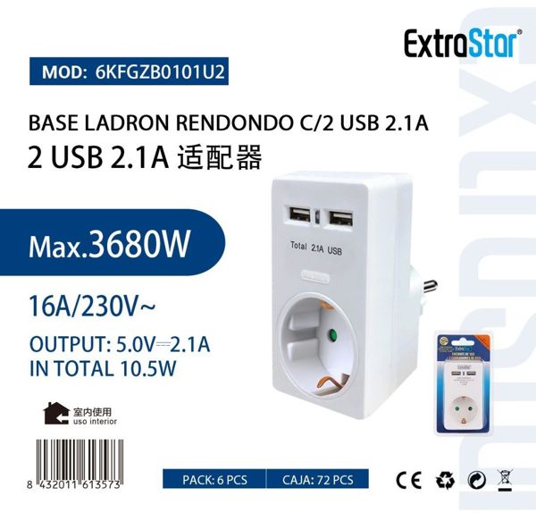 Extrastar 6Kfgzb010U2 Base Ladron Redondo USB 2.1