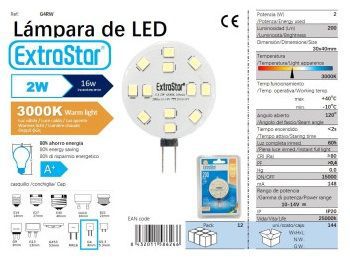 BOMBILLA LED G4/10-14V 2W 120o REDONDO 3000K LUZ C[AG4RW]