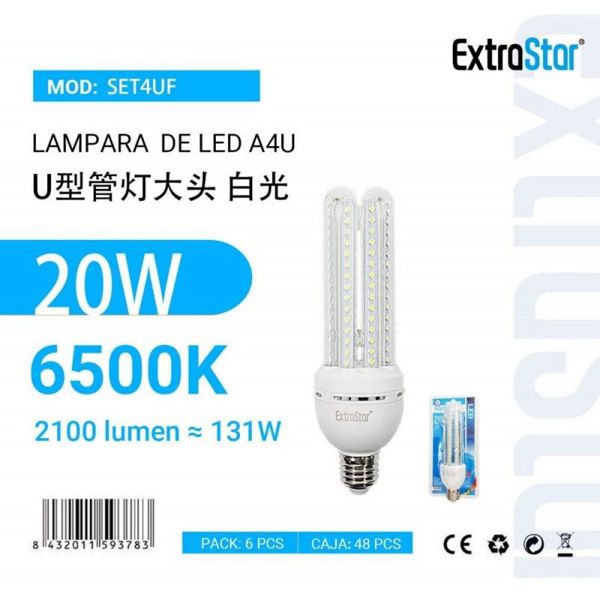 Extrastar Aset4Uf Bombilla LED 4U E27/20W 6500K Luz Dia