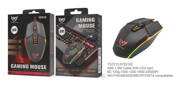 Mtk 0752102 Tg7210 Raton Gaming Luz RGB 1.5M Negro