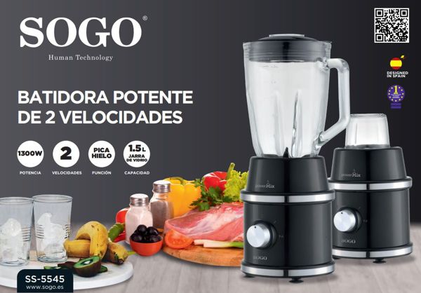 Sogo Ss-5545 Batidora Vaso Cristal+Molinillo
