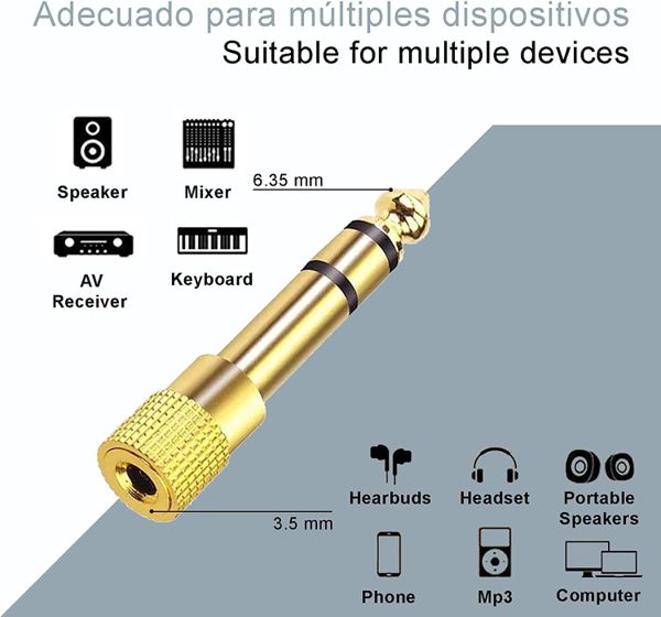 Gns Ad043 Adaptador Jack Hembra 3,5Mm/Jack Macho 6,5Mm