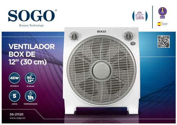 Sogo Ss-21120 Ventilador Rotatorio Box-Fan 12' 30Cm