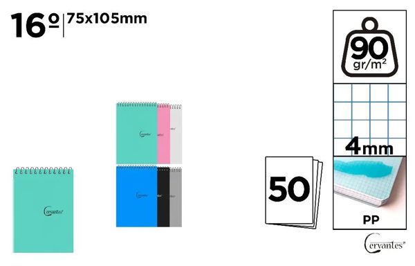Mp Pb182 Block Pp Dieciseisavo 50 Hojas Cuadrícul