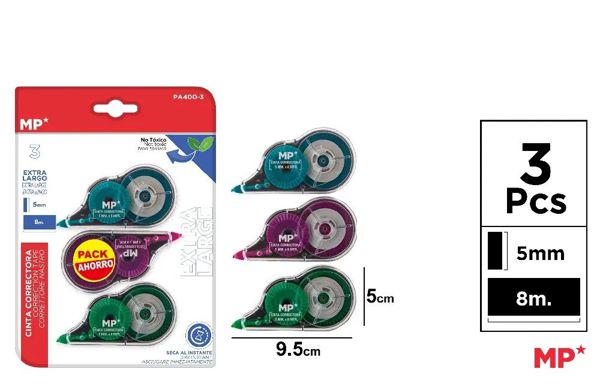MP PA400-3 CORRECTOR CINTA 3UDS. 5MM x 8M