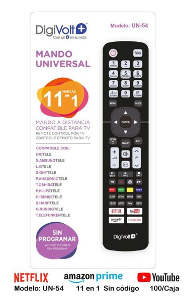 Dgv Un-54 Mando Universal TV 11 En 1