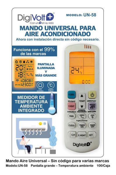 Dgv Un-58 Mando Universal Aire Pantalla Grande Luz