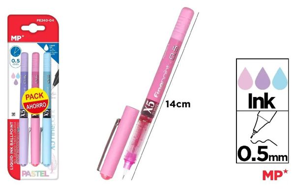 Mp Pe240-04 Boligrafo Tinta Liquida Punta Aguja 0.5Mm 3Uds
