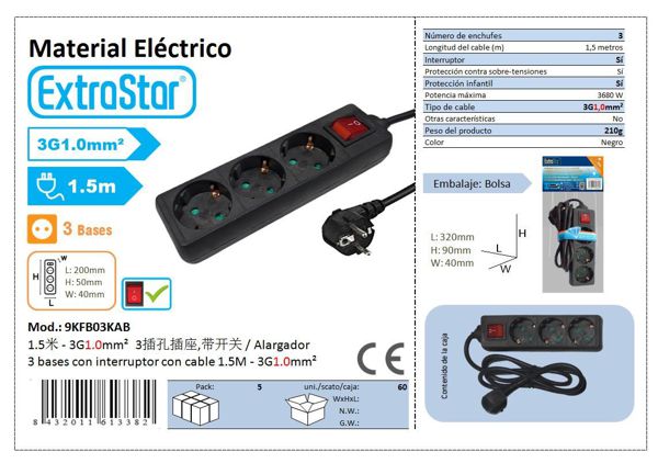 Extrastar 9Kfb03Kab Alargador 3 Base 1.5Mts